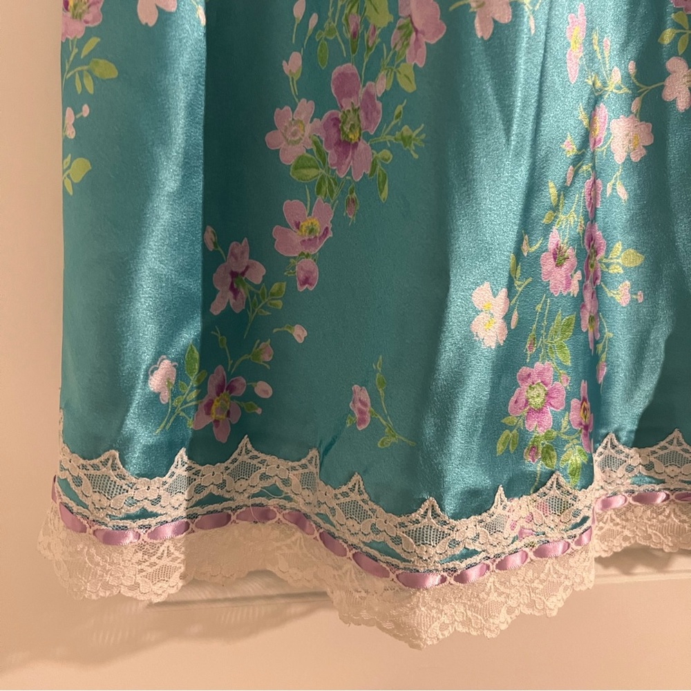 FINAL SALE Rare Oscar de la Renta Pink Label Blue Floral Slip Dress - Picture 4 of 6